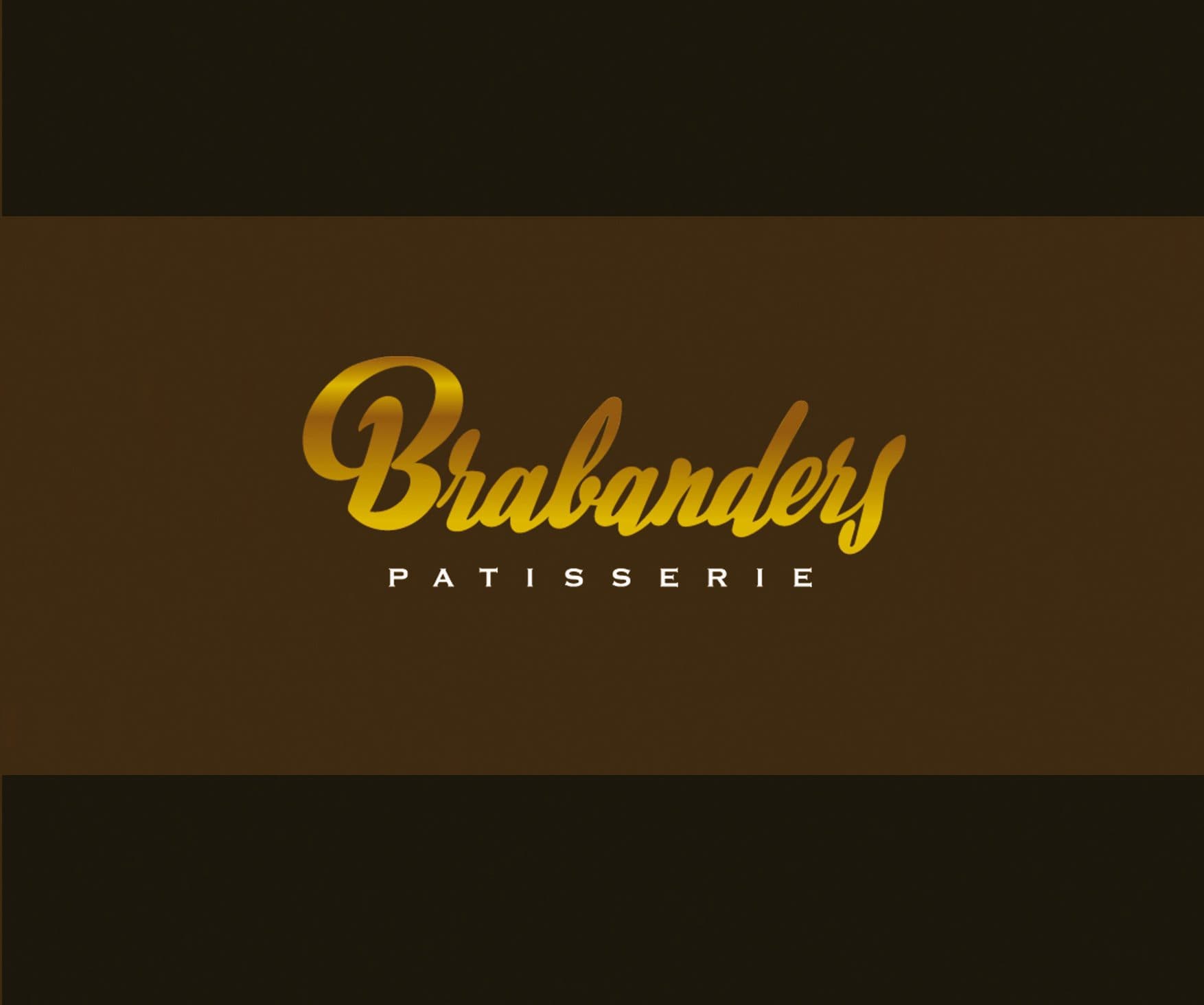 Logo van Patisserie Brabanders in goud op bruin