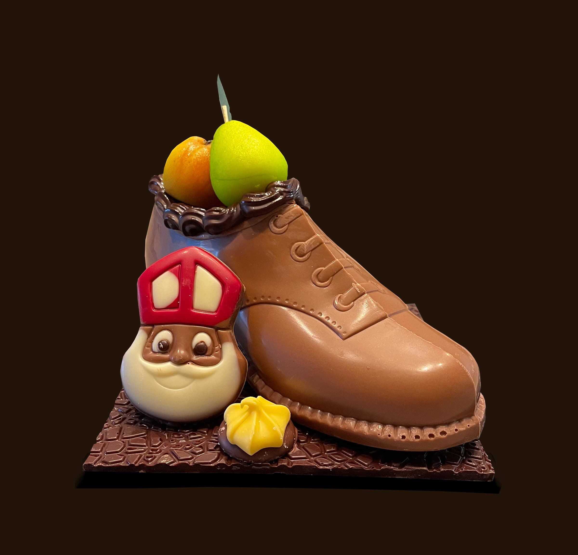 Schoen in chocolade met snoep