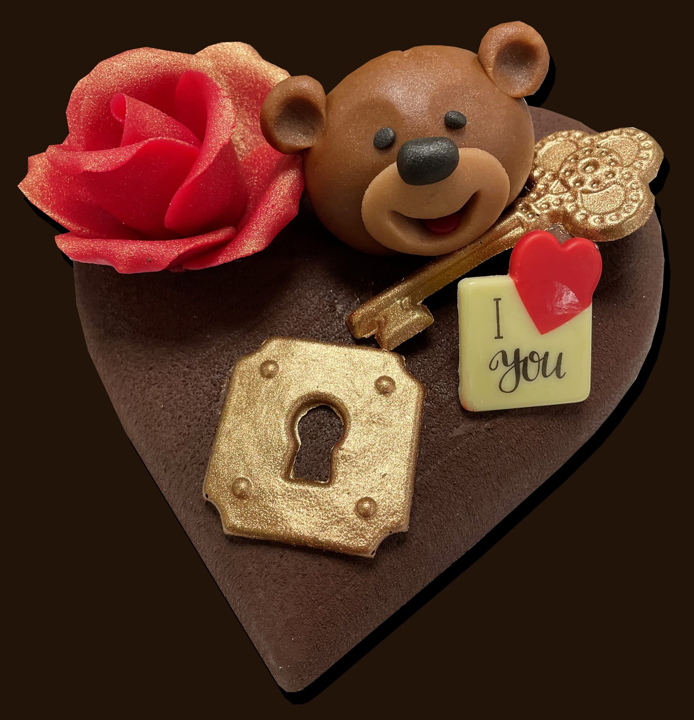 Hart in chocolade met een beertje