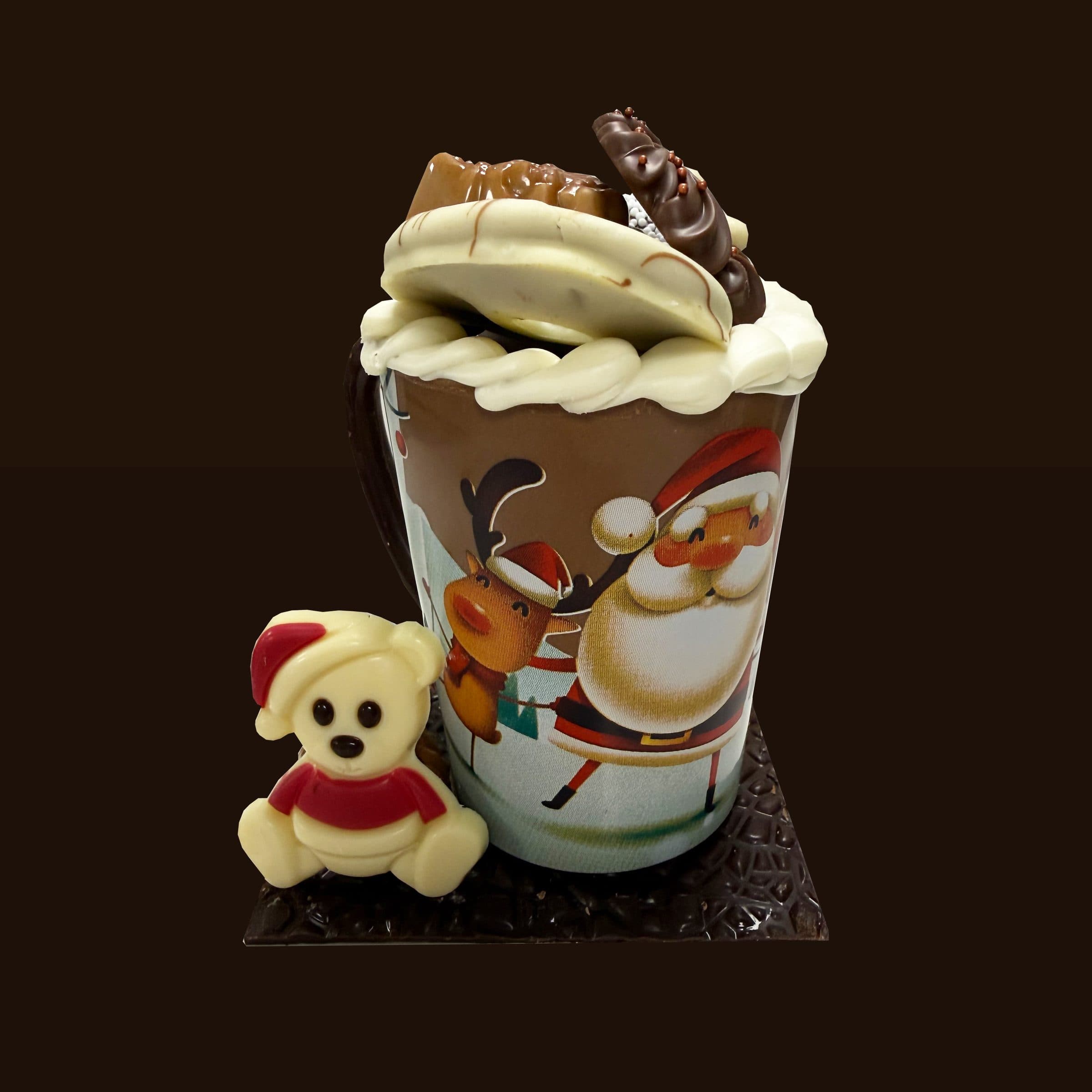 Mok van melkchocolade met pralines