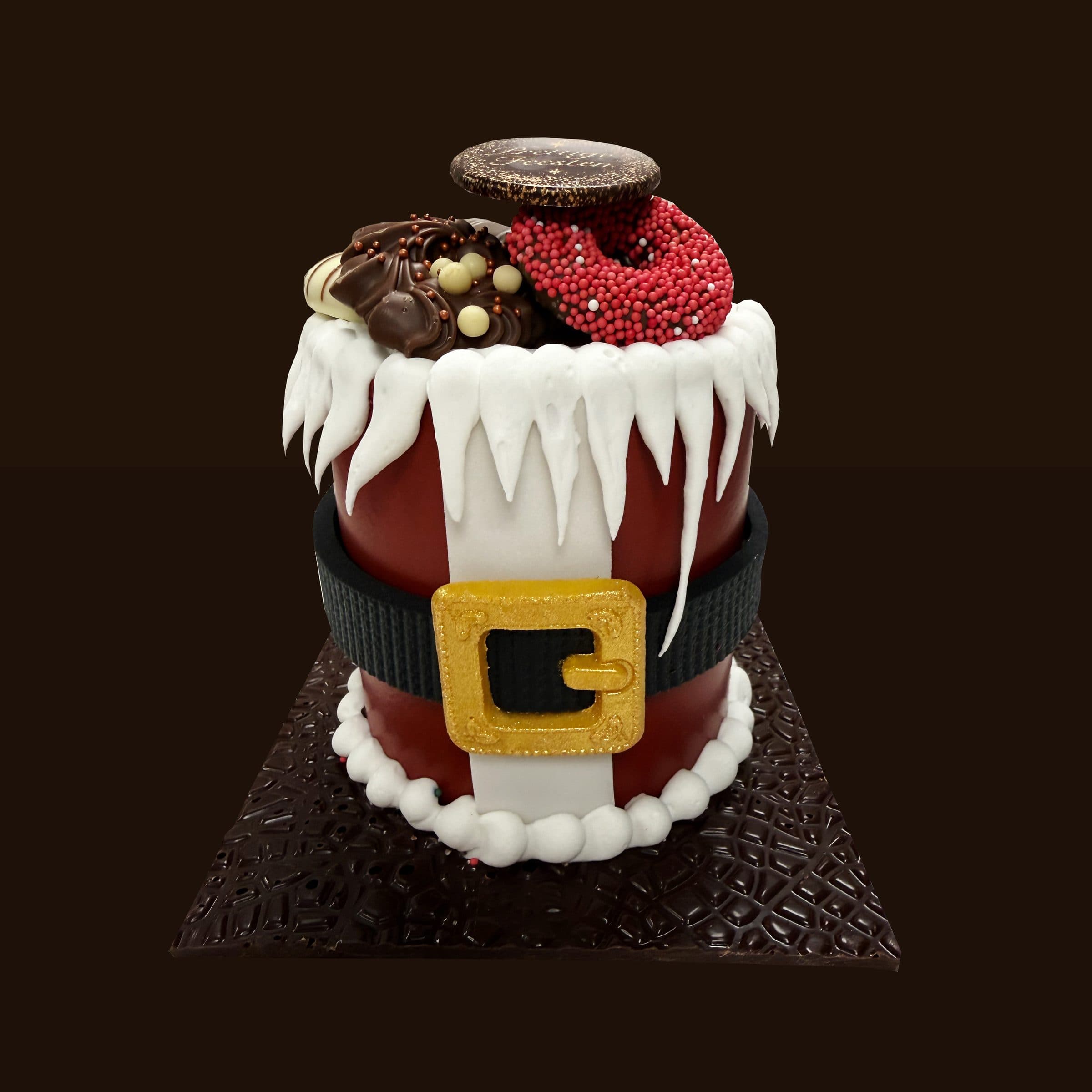 Kerstjas van chocolade met pralines